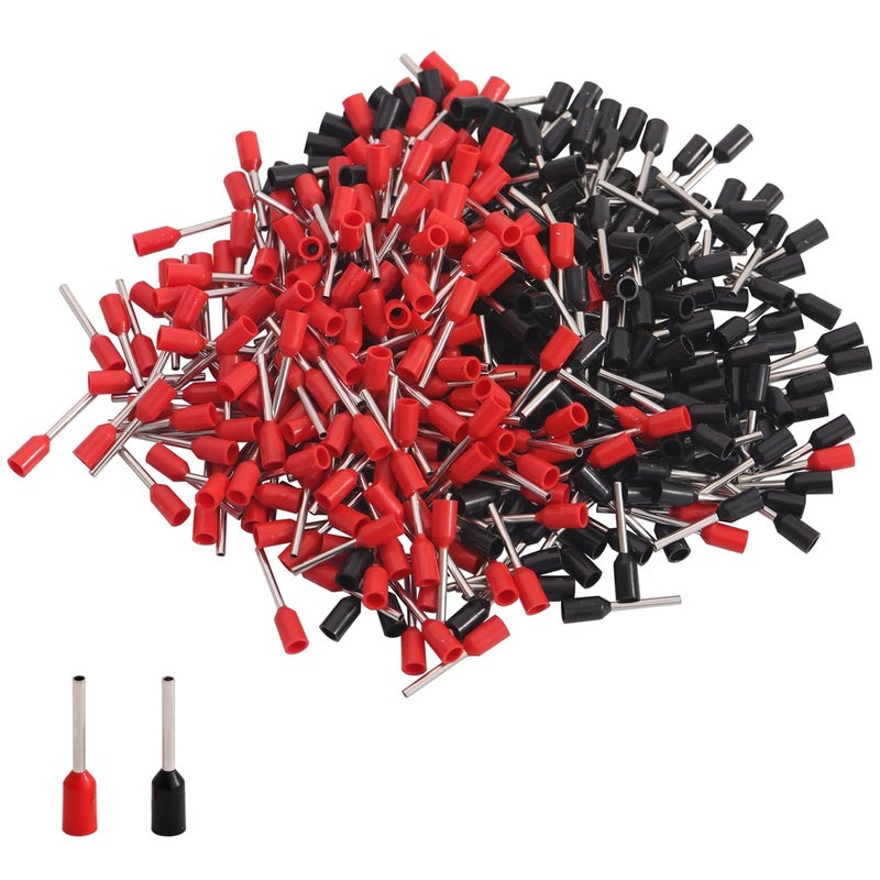 Teansic 400PCS Wire Ferrules Kit AWG 22 (0.5mm²) Crimp Connectors End Terminal,E0510 Insulated Ferrule Pin Cord End Terminal(200 Black + 200 Red) - Image 1